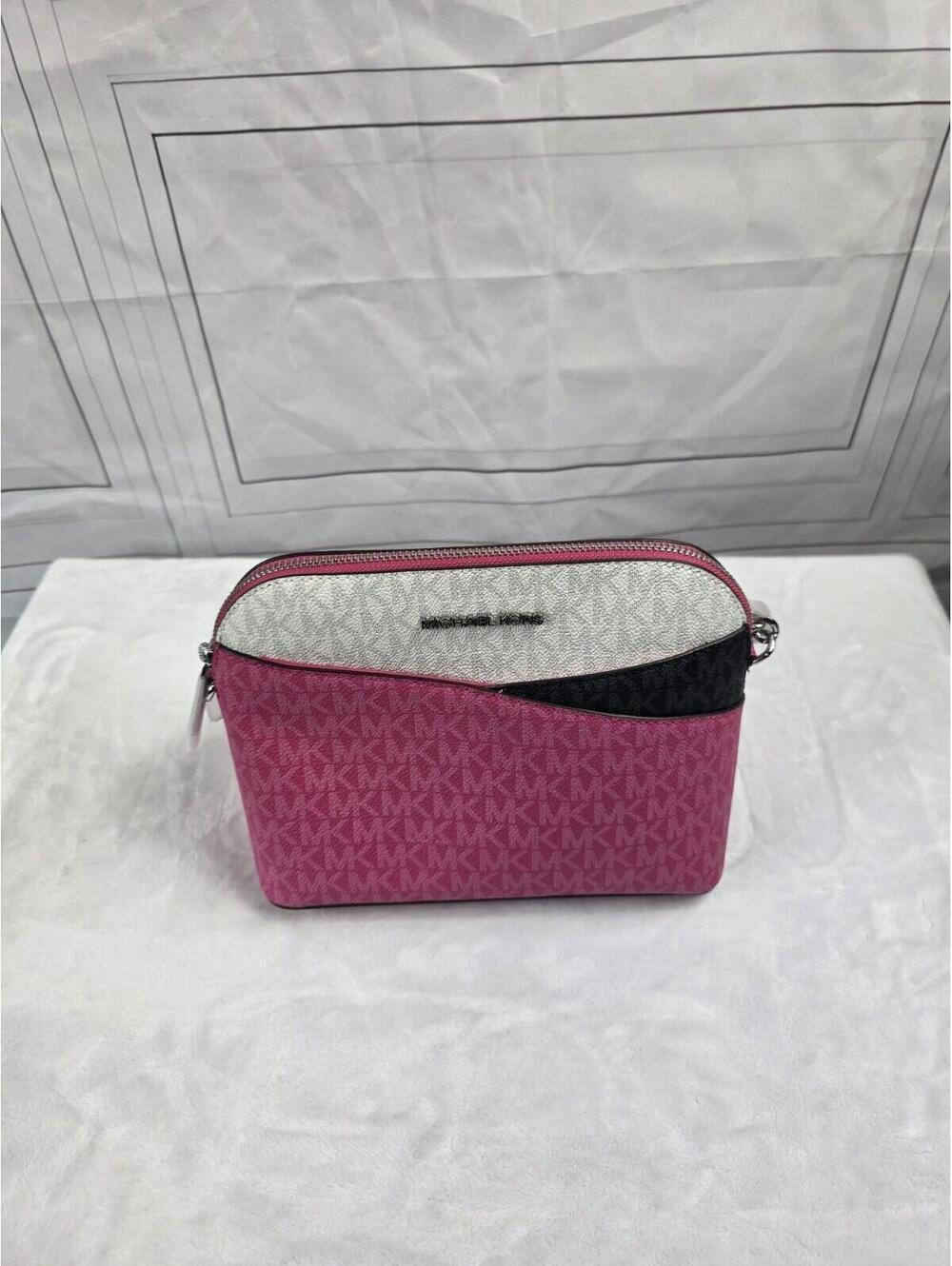 Michael Kors Jet Set Yravel Medium Dome Crossbody Bag In Dragonfruit Multi Color